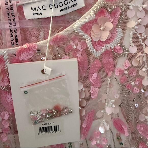 Mac Duggal Ivory High Neck Embellished Trapeze Dress 5917 Women’s Sz 6 NWT - Picture 8 of 8